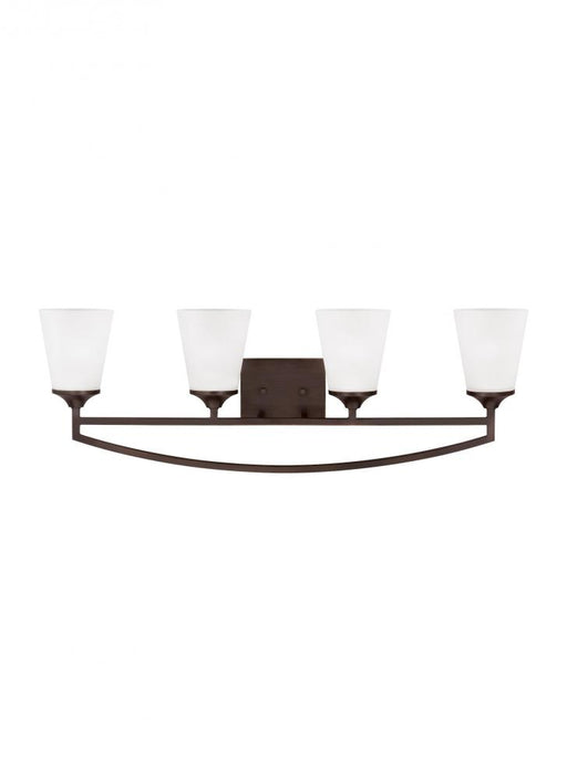 Generation Lighting Hanford traditional 4-light LED indoor dimmable bath vanity wall sconce in bronze finish with satin