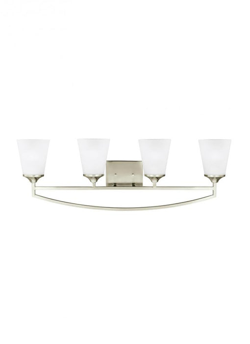 Generation Lighting Hanford traditional 4-light LED indoor dimmable bath vanity wall sconce in brushed nickel silver fin