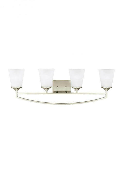 Generation Lighting Hanford traditional 4-light LED indoor dimmable bath vanity wall sconce in brushed nickel silver fin