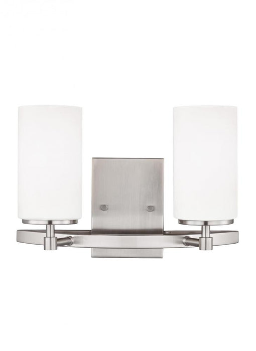 Generation Lighting Alturas contemporary 2-light indoor dimmable bath vanity wall sconce in brushed nickel silver finish