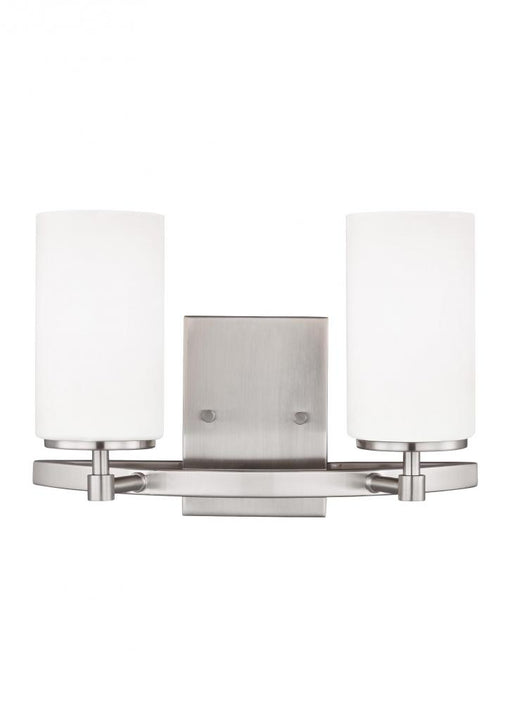 Generation Lighting Alturas contemporary 2-light indoor dimmable bath vanity wall sconce in brushed nickel silver finish