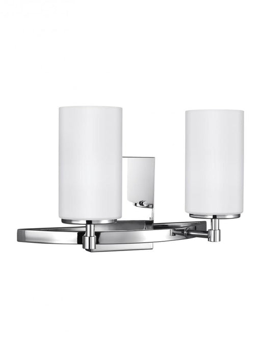 Generation Lighting Alturas contemporary 2-light LED indoor dimmable bath vanity wall sconce in chrome silver finish wit