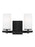 Generation Lighting Alturas indoor dimmable LED 2-light wall bath sconce in a midnight black finish and etched white gla