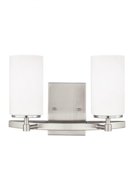Generation Lighting Alturas contemporary 2-light LED indoor dimmable bath vanity wall sconce in brushed nickel silver fi