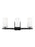 Generation Lighting Alturas indoor dimmable 3-light wall bath sconce in a midnight black finish and etched white glass s
