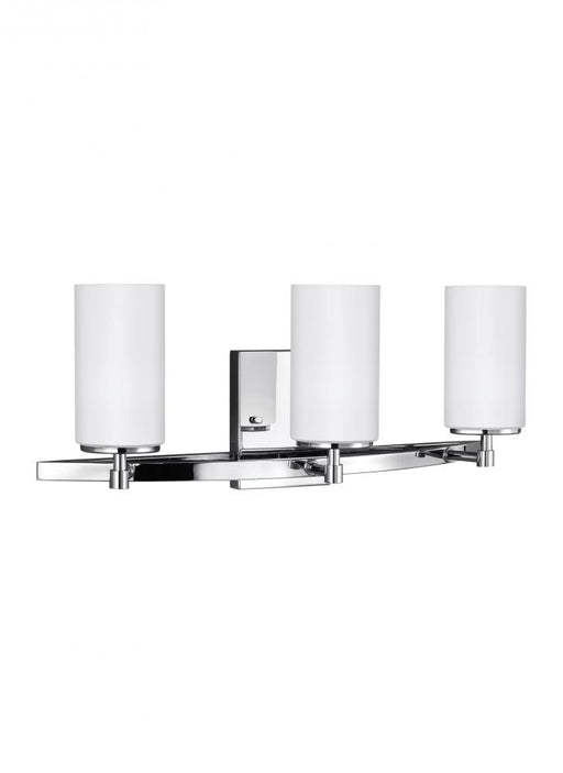 Generation Lighting Alturas contemporary 3-light LED indoor dimmable bath vanity wall sconce in chrome silver finish wit