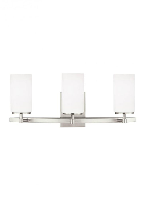 Generation Lighting Alturas contemporary 3-light LED indoor dimmable bath vanity wall sconce in brushed nickel silver fi