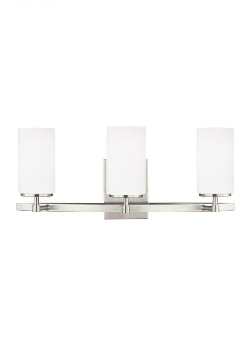 Generation Lighting Alturas contemporary 3-light LED indoor dimmable bath vanity wall sconce in brushed nickel silver fi