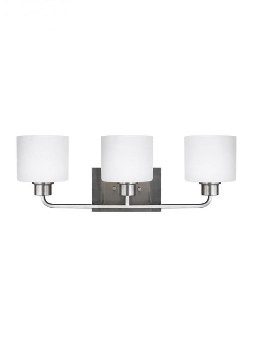 Generation Lighting Canfield modern 3-light LED indoor dimmable bath vanity wall sconce in brushed nickel silver finish | 4428803EN3-962