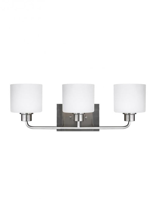 Generation Lighting Canfield modern 3-light LED indoor dimmable bath vanity wall sconce in brushed nickel silver finish