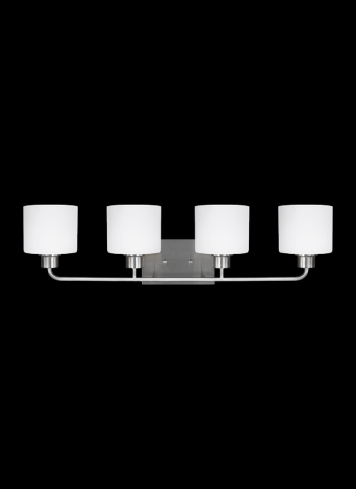 Generation Lighting Canfield modern 4-light indoor dimmable bath vanity wall sconce in brushed nickel silver finish with