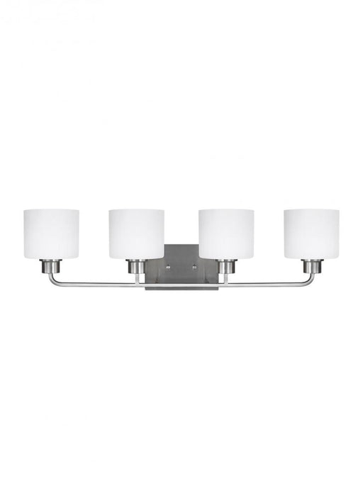 Generation Lighting Canfield modern 4-light LED indoor dimmable bath vanity wall sconce in brushed nickel silver finish