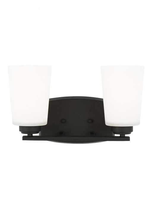 Generation Lighting Franport transitional 2-light indoor dimmable bath vanity wall sconce in midnight black finish with