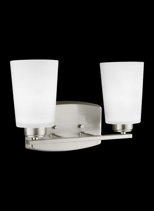 Generation Lighting Franport transitional 2-light indoor dimmable bath vanity wall sconce in brushed nickel silver finis
