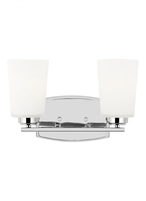 Generation Lighting Franport transitional 2-light LED indoor dimmable bath vanity wall sconce in chrome silver finish wi