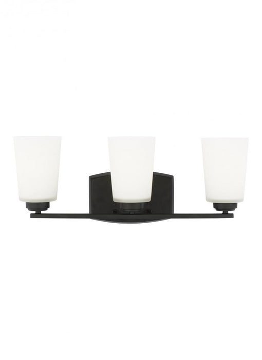 Generation Lighting Franport transitional 3-light indoor dimmable bath vanity wall sconce in midnight black finish with
