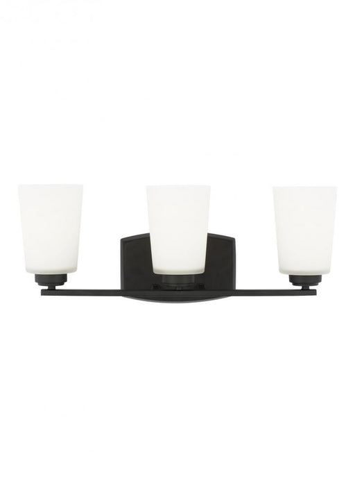 Generation Lighting Franport transitional 3-light indoor dimmable bath vanity wall sconce in midnight black finish with