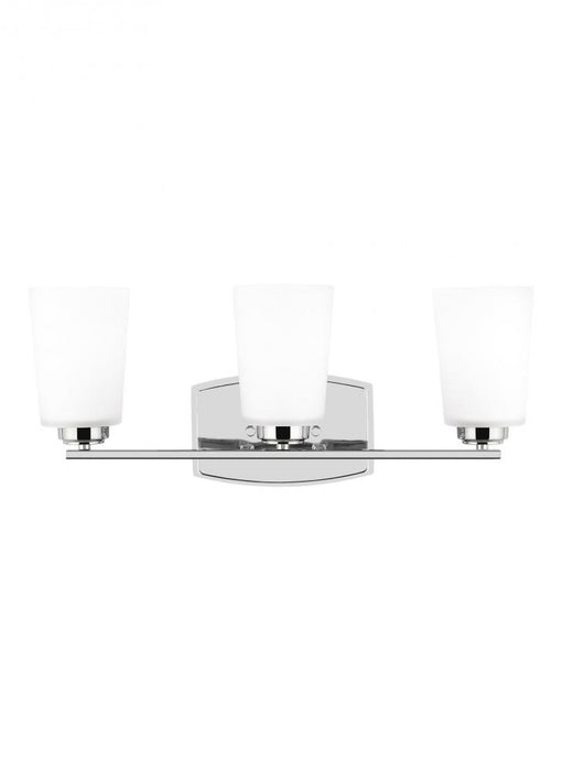Generation Lighting Franport transitional 3-light LED indoor dimmable bath vanity wall sconce in chrome silver finish wi