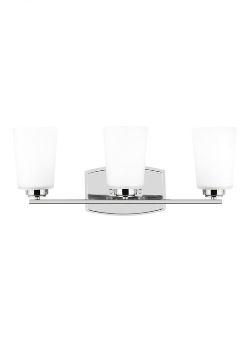 Generation Lighting Franport transitional 3-light LED indoor dimmable bath vanity wall sconce in chrome silver finish wi