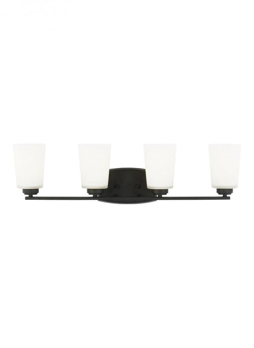 Generation Lighting Franport transitional 4-light indoor dimmable bath vanity wall sconce in midnight black finish with