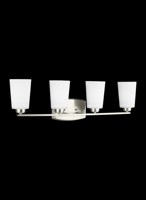 Generation Lighting Franport transitional 4-light indoor dimmable bath vanity wall sconce in brushed nickel silver finis