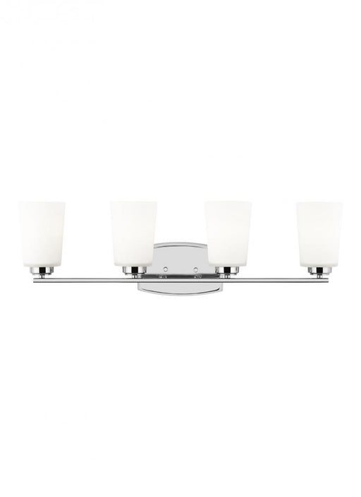 Generation Lighting Franport transitional 4-light LED indoor dimmable bath vanity wall sconce in chrome silver finish wi