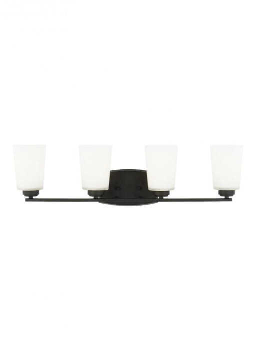 Generation Lighting Franport transitional 4-light LED indoor dimmable bath vanity wall sconce in midnight black finish w