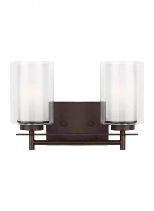 Generation Lighting Elmwood Park traditional 2-light indoor dimmable bath vanity wall sconce in bronze finish with satin