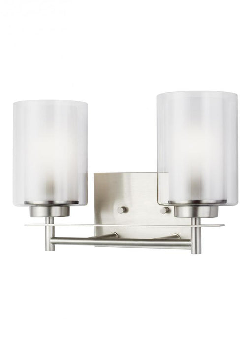 Generation Lighting Elmwood Park traditional 2-light indoor dimmable bath vanity wall sconce in brushed nickel silver fi