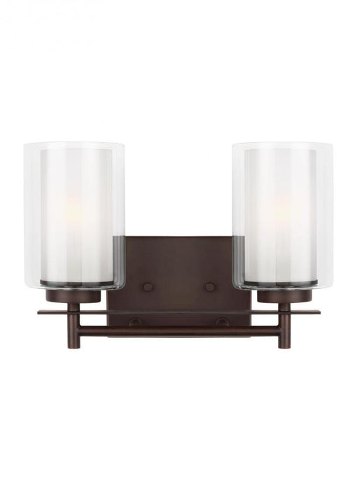 Generation Lighting Elmwood Park traditional 2-light LED indoor dimmable bath vanity wall sconce in bronze finish with s