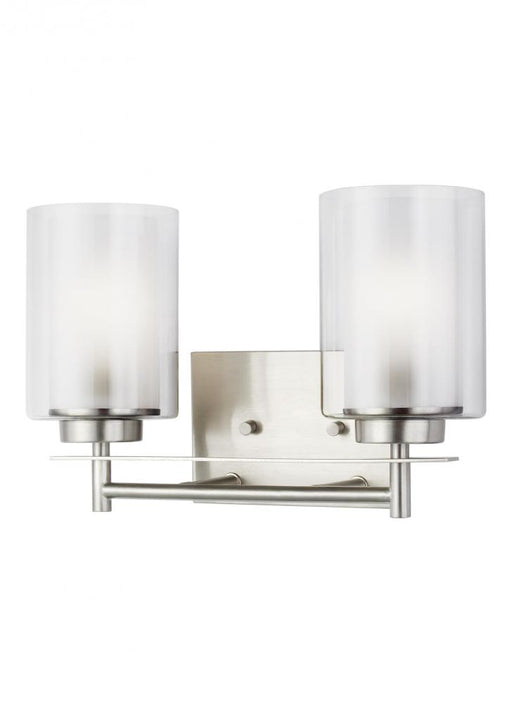 Generation Lighting Elmwood Park traditional 2-light LED indoor dimmable bath vanity wall sconce in brushed nickel silve