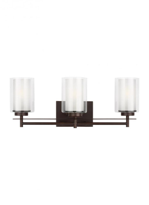 Generation Lighting Elmwood Park traditional 3-light indoor dimmable bath vanity wall sconce in bronze finish with satin