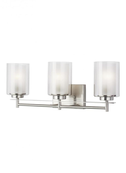 Generation Lighting Elmwood Park traditional 3-light indoor dimmable bath vanity wall sconce in brushed nickel silver fi