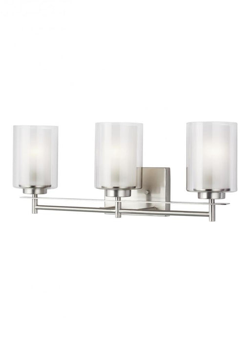 Generation Lighting Elmwood Park traditional 3-light LED indoor dimmable bath vanity wall sconce in brushed nickel silve