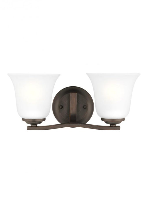 Generation Lighting Emmons traditional 2-light indoor dimmable bath vanity wall sconce in bronze finish with satin etche