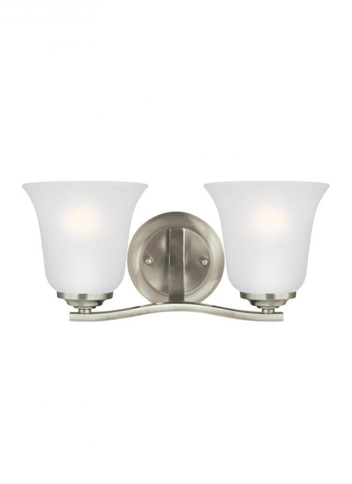 Generation Lighting Emmons traditional 2-light indoor dimmable bath vanity wall sconce in brushed nickel silver finish w