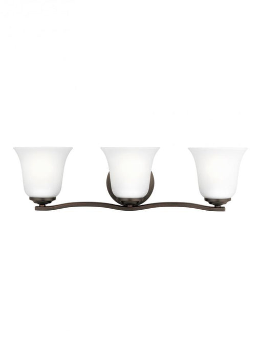 Generation Lighting Emmons traditional 3-light indoor dimmable bath vanity wall sconce in bronze finish with satin etche