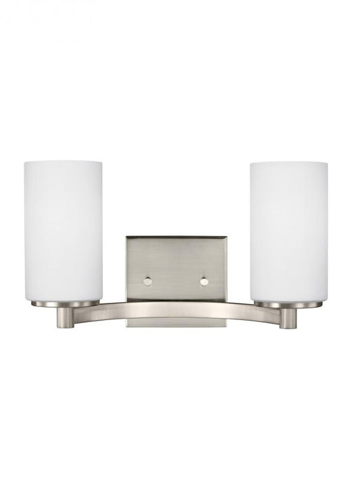 Generation Lighting Hettinger transitional 2-light indoor dimmable bath vanity wall sconce in brushed nickel silver fini