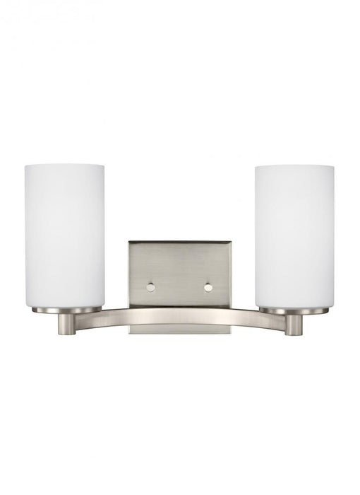 Generation Lighting Hettinger transitional 2-light LED indoor dimmable bath vanity wall sconce in brushed nickel silver