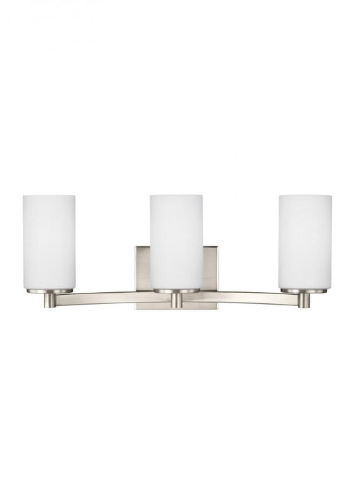 Generation Lighting Hettinger transitional 3-light indoor dimmable bath vanity wall sconce in brushed nickel silver fini