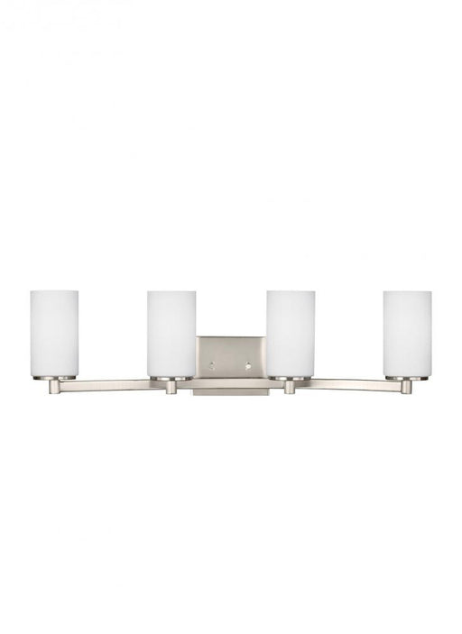 Generation Lighting Hettinger transitional 4-light indoor dimmable bath vanity wall sconce in brushed nickel silver fini