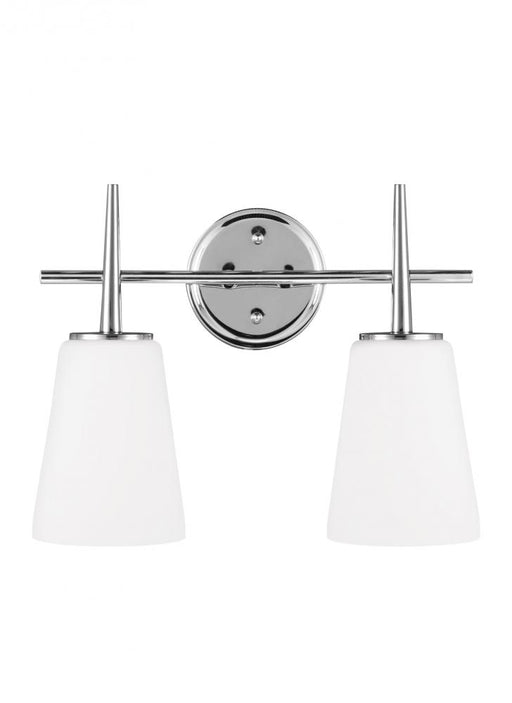 Generation Lighting Driscoll contemporary 2-light LED indoor dimmable bath vanity wall sconce in chrome silver finish wi