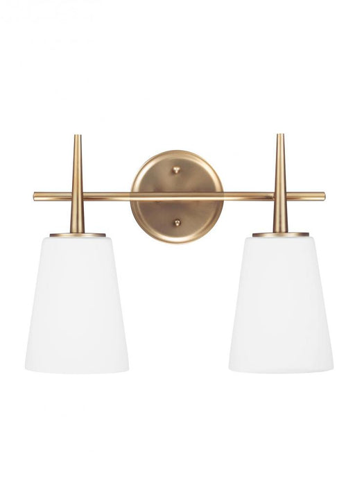 Generation Lighting Driscoll contemporary 2-light LED indoor dimmable bath vanity wall sconce in satin brass gold finish