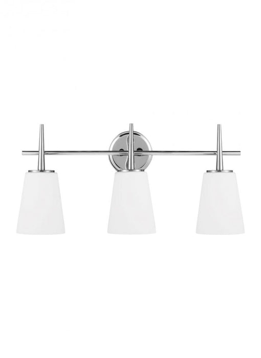 Generation Lighting Driscoll contemporary 3-light indoor dimmable bath vanity wall sconce in chrome silver finish with c | 4440403-05