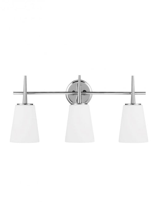Generation Lighting Driscoll contemporary 3-light indoor dimmable bath vanity wall sconce in chrome silver finish with c
