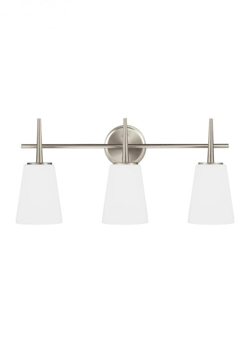 Generation Lighting Driscoll contemporary 3-light indoor dimmable bath vanity wall sconce in brushed nickel silver finis