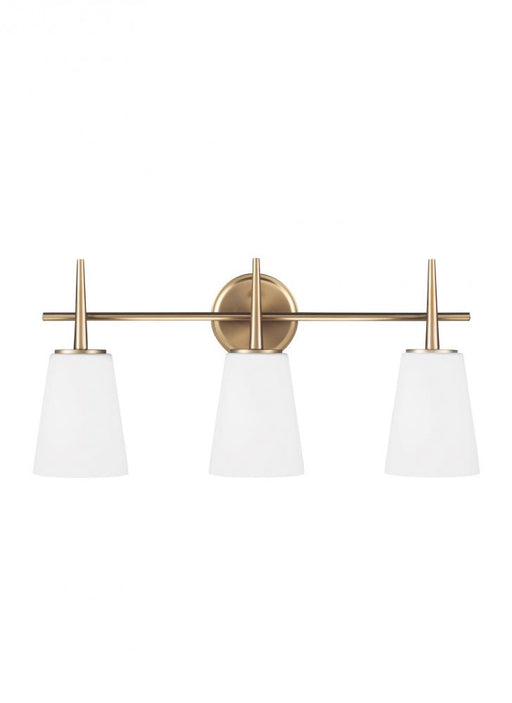 Generation Lighting Driscoll contemporary 3-light LED indoor dimmable bath vanity wall sconce in satin brass gold finish