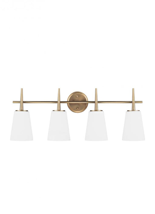 Generation Lighting Driscoll contemporary 4-light indoor dimmable bath vanity wall sconce in satin brass gold finish wit