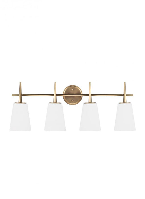 Generation Lighting Driscoll contemporary 4-light LED indoor dimmable bath vanity wall sconce in satin brass gold finish