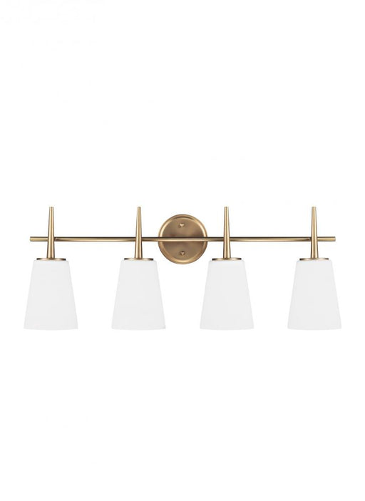 Generation Lighting Driscoll contemporary 4-light LED indoor dimmable bath vanity wall sconce in satin brass gold finish